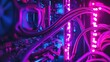 © yusufadi - Neon-lit Computer Interior: A Close-Up of Vibrant Cables and Components