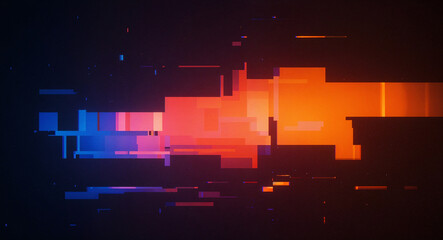 Poster - abstract colorful glitch background in 80s and 90s style with colorful neon noise . Generative AI
