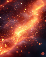 Poster - A glowing red background with soft golden sparkles radiating from the corners,