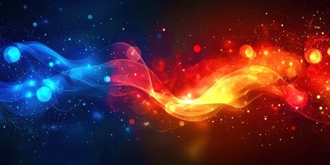 Poster - Blue and red wave with stars