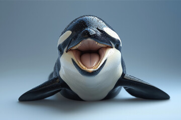 Wall Mural - A playful orca winking at the camera with a big grin,