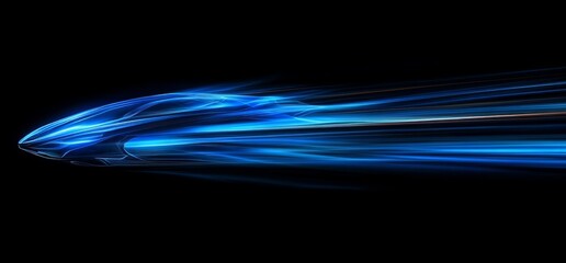 Poster - Dynamic Blue Light Streaks Represent Speed and Motion in a Futuristic Design Showcasing Advanced Transportation Technology