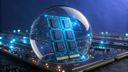 Wall Mural - computer board in a glass sphere