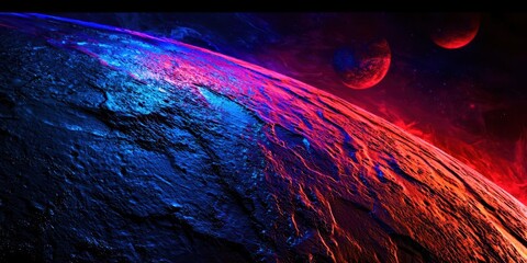 Wall Mural - Blue and red planet with a red spot on it