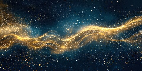 Canvas Print - Long, curvy line of gold and blue sparkles