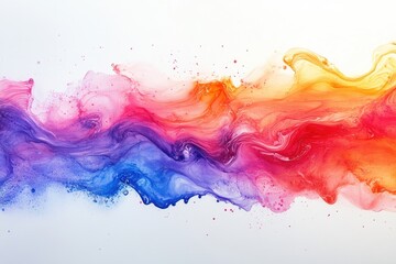 Poster - Colorful abstract acrylic painting mixing colors on white background