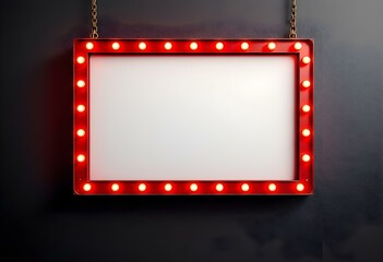 marquee frame with retro light bulbs. vintage red light sign boarder for casino, broadway billboard,