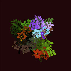 Poster - Adoabstract floral psychedelic background stylization of colored chaotic stickers in the form of leaves..be Illustrator Artwork