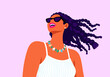 © Westend61 - Happy woman wearing sunglasses against pink background