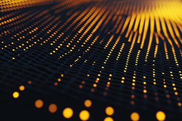 Poster - Abstract Digital Pattern with Bright Yellow Dots on a Dark Background