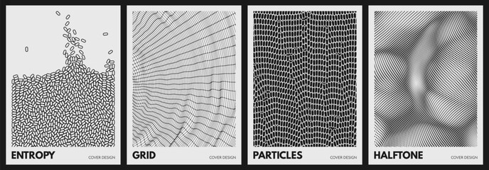 Wall Mural - Background of black dots randomly moving on white backdrop. Wavy surface. Array with dynamic emitted particles. Chaotic ovals in empty space. Cells. Cobweb or spider web. Connection structure. Vector