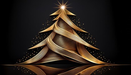 Wall Mural - gold christmas tree