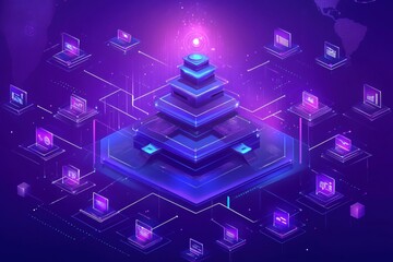 Poster - Futuristic Data Structure with Abstract Layers and Connected Digital Elements
