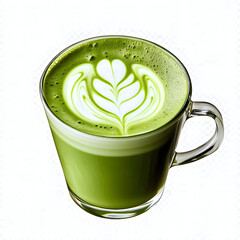 Sticker - green matcha latte isolated on transparent background Generative Ai.