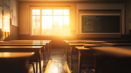 Poster - Bright Classroom with Warm Light and Student Focus