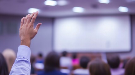 Poster - Engaged Student Raising Hand in Modern Classroom