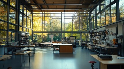 Poster - Engaging Classroom with Natural Light and Workshop Activities