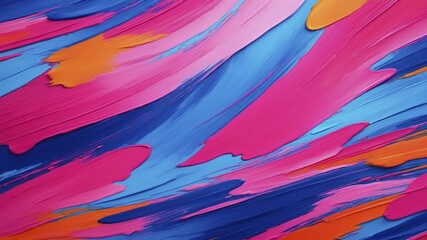 Wall Mural - Digital abstract painting with bold, swirling brushstrokes in vibrant pink, blue, and orange hues