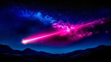 Wall Mural - powerful laser beam pointing at the milky way galaxy from earth