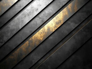Poster - Abstract design featuring diagonal metallic panels with a gold accent.