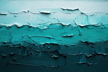 Poster - Abstract painting with textured layers of teal and blue, evoking a serene oceanic feel.