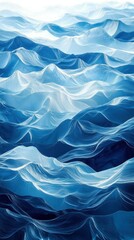 Aufkleber - Abstract representation of flowing blue waves, evoking calmness and fluidity.