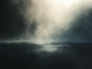 Wall Mural - a misty landscape with soft light creating an ethereal atmosphere over a reflective surface.