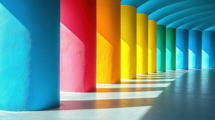 Poster - Colorful columns create a vibrant architectural space.