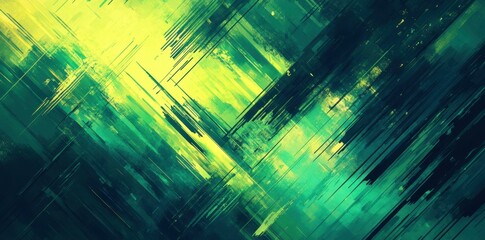Poster - Abstract digital artwork featuring dynamic green and blue hues with sharp lines and textures.
