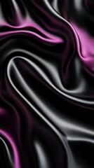 Poster - A close-up of smooth, flowing fabric in black and purple hues, showcasing texture and color.