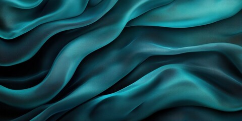 Aufkleber - Abstract waves of teal and dark fabric create a smooth, flowing texture.