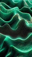 Aufkleber - Abstract wavy patterns in teal and black, resembling a digital landscape.
