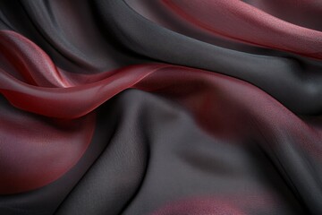 Poster - A close-up of flowing fabric showcasing a blend of red and black colors.
