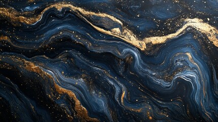 Poster - A swirling abstract design featuring dark blue and gold tones, evoking a sense of elegance.