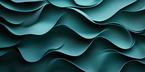 Poster - Abstract waves of teal fabric create a dynamic, flowing texture.