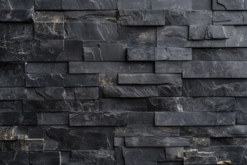 Wall Mural - Dark gray slate stone wall texture background. (1)