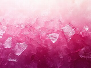 Poster - A close-up of crushed ice with a gradient pink background, creating a refreshing aesthetic.