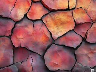 Poster - A textured surface of cracked, colorful stones resembling a vibrant landscape.