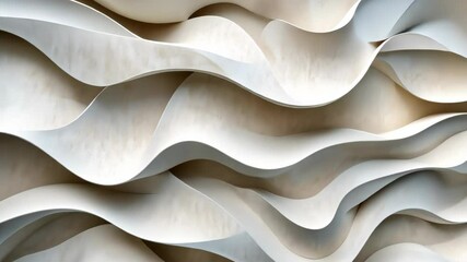 Aufkleber - Abstract geometric background aesthetic design created with wavy white paper, perfect for minimalist and modern projects