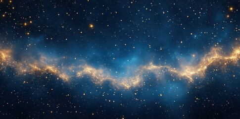 Aufkleber - A stunning cosmic scene filled with stars and a glowing nebula against a dark blue backdrop.