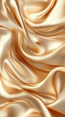 Poster - A close-up of luxurious golden satin fabric, showcasing its smooth, flowing texture.