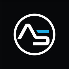 Poster - the image shows a flat monogram logo design of an initial letter as in white color with a blue accen