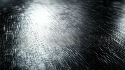 Aufkleber - A close-up view of a polished metallic surface with fine scratches and reflections.