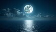 © Exotic Escape - Majestic Full Moon Over Calm Ocean Waters