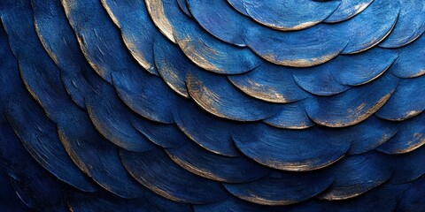 Poster - A textured blue surface resembling overlapping scales, with hints of gold accents.