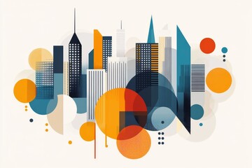 Poster - A clean design of Tel Aviv skyline in pastel tones, symbolizing modernity and growth