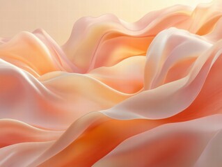 Poster - Abstract flowing shapes in soft peach and white tones create a serene and calming atmosphere.