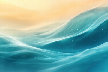 Poster - Abstract waves in soothing blue and soft orange hues, evoking tranquility and calmness.