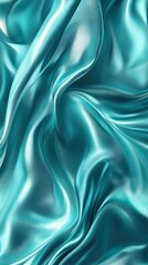 Aufkleber - A close-up of flowing teal satin fabric, showcasing its smooth texture and sheen.