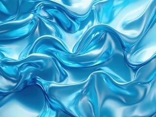 Aufkleber - A close-up of flowing blue fabric, creating a smooth, wavy texture and sheen.